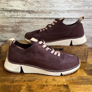 Ladies Clarks Casual Trainers 'Tri Spark' Trigenic Sneakers 7 Burgundy